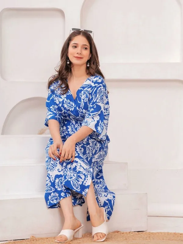 Light_Blue_Premium_Viscose_Rayon_Floral_Print_Dress_For_Women