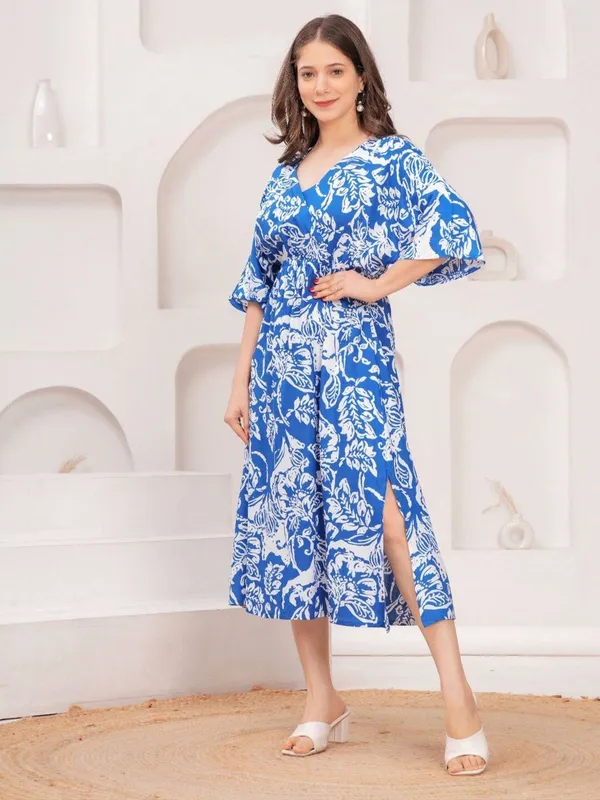 Light_Blue_Premium_Viscose_Rayon_Floral_Print_Dress_For_Women