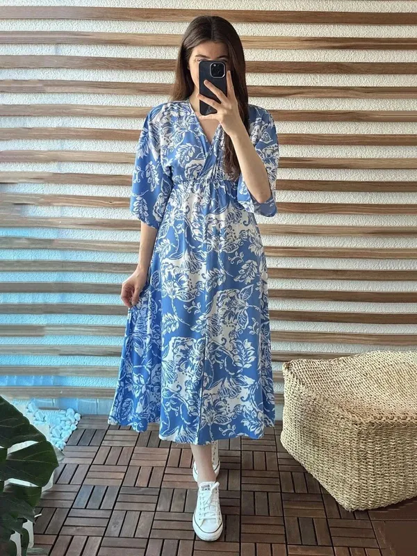 Light_Blue_Premium_Viscose_Rayon_Floral_Print_Dress_For_Women