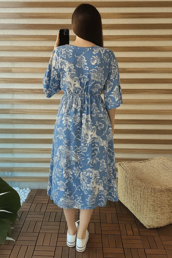 Light_Blue_Premium_Viscose_Rayon_Floral_Print_Dress_For_Women