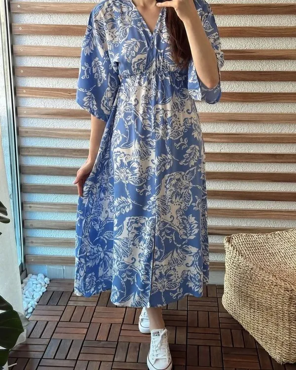 Light_Blue_Premium_Viscose_Rayon_Floral_Print_Dress_For_Women
