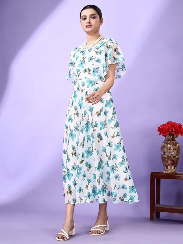 White_Premium_Georgette_Printed_Dress_For_Women