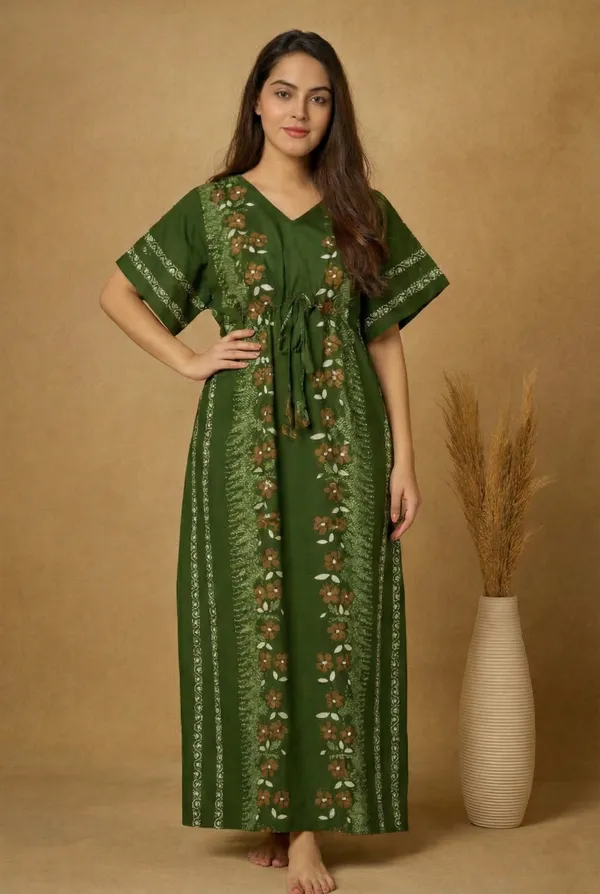 Green_Cotton_Kaftan_Nighty_for_Women,_Kaftan_Night_Gowns_for_Women,_ideal_for_Nightwear_&_Loungewear