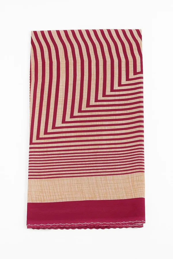 Maroon_Striped_Women's_Dupatta_With_Premium_Cotton_Feel_Summer_Wear