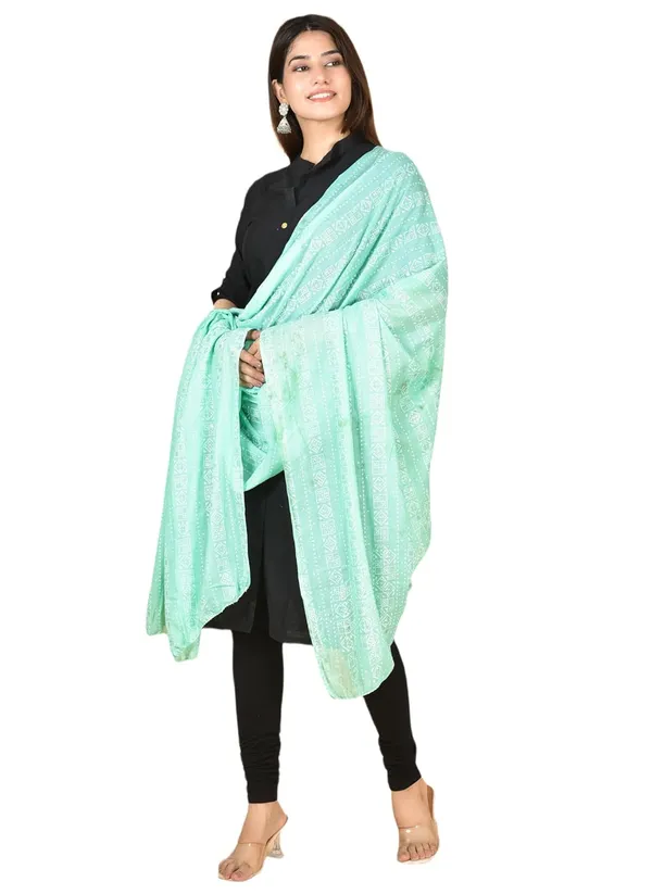 Mint_Green_Cotton_Feel_Zari_Dupatta_2.25_Meter_Printed_Soft_Breathable_Chunni_Shawl_With_Piku_Lace_Premium_Dupatta_For_Summer_Wear