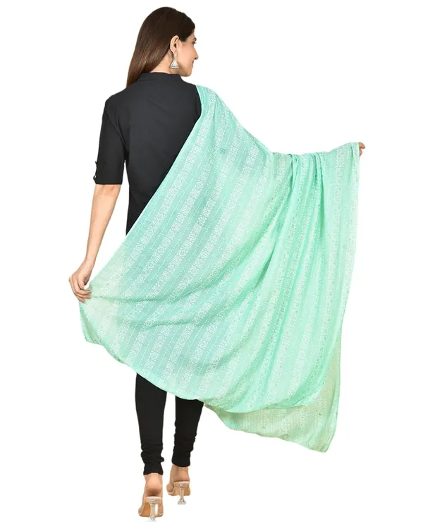 Mint_Green_Cotton_Feel_Zari_Dupatta_2.25_Meter_Printed_Soft_Breathable_Chunni_Shawl_With_Piku_Lace_Premium_Dupatta_For_Summer_Wear