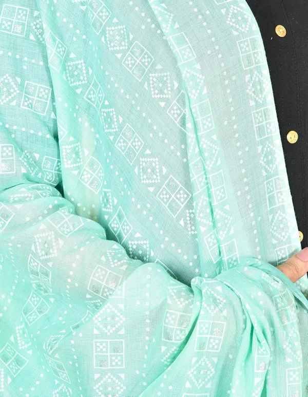 Mint_Green_Cotton_Feel_Zari_Dupatta_2.25_Meter_Printed_Soft_Breathable_Chunni_Shawl_With_Piku_Lace_Premium_Dupatta_For_Summer_Wear