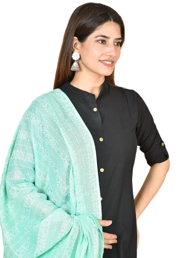 Mint_Green_Cotton_Feel_Zari_Dupatta_2.25_Meter_Printed_Soft_Breathable_Chunni_Shawl_With_Piku_Lace_Premium_Dupatta_For_Summer_Wear