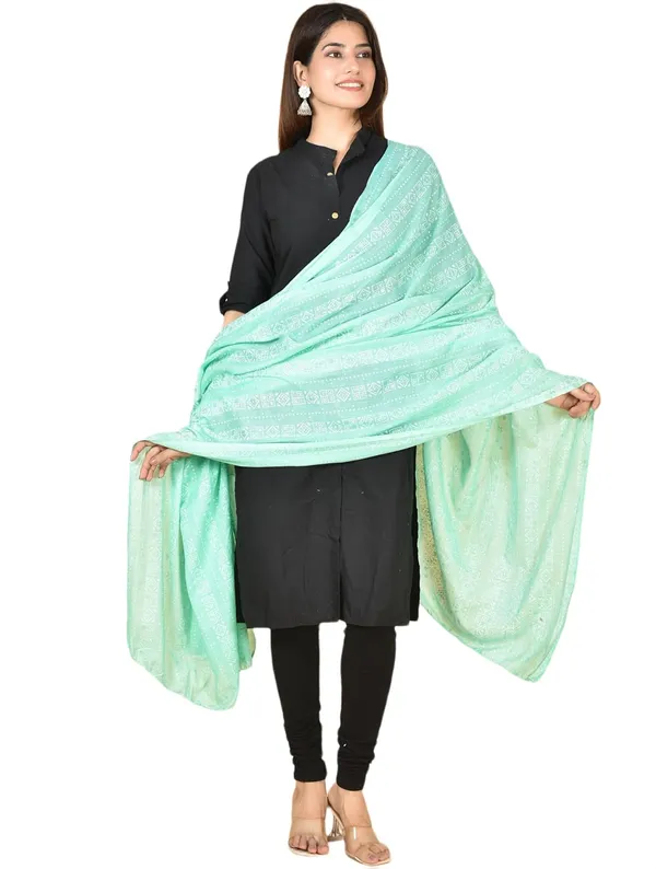 Mint_Green_Cotton_Feel_Zari_Dupatta_2.25_Meter_Printed_Soft_Breathable_Chunni_Shawl_With_Piku_Lace_Premium_Dupatta_For_Summer_Wear