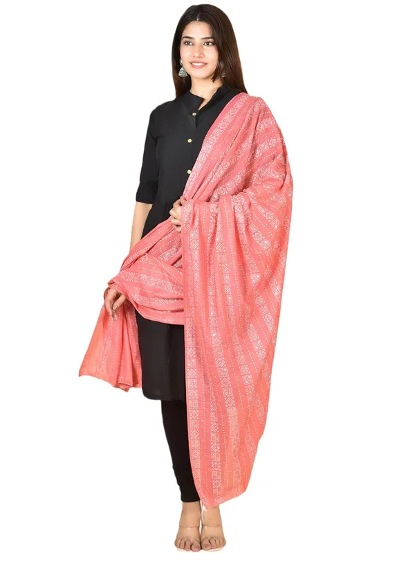 Antique_Rose_Cotton_Feel_Zari_Dupatta_2.25_Meter_Printed_Soft_Breathable_Chunni_Shawl_With_Piku_Lace_Premium_Dupatta_For_Summer_Wear