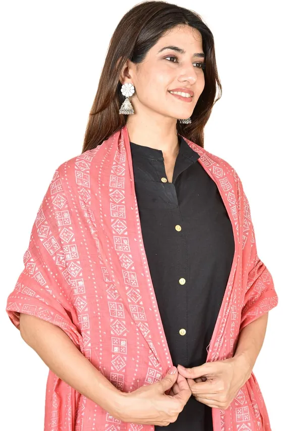 Antique_Rose_Cotton_Feel_Zari_Dupatta_2.25_Meter_Printed_Soft_Breathable_Chunni_Shawl_With_Piku_Lace_Premium_Dupatta_For_Summer_Wear