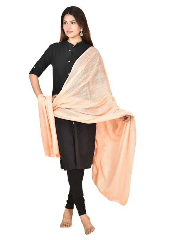 Blush_Peach_Cotton_Feel_Zari_Dupatta_2.25_Meter_Printed_Soft_Breathable_Chunni_Shawl_With_Piku_Lace_Premium_Dupatta_For_Summer_Wear
