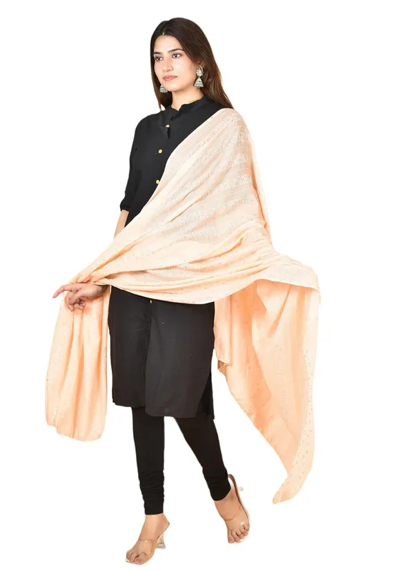 Blush_Peach_Cotton_Feel_Zari_Dupatta_2.25_Meter_Printed_Soft_Breathable_Chunni_Shawl_With_Piku_Lace_Premium_Dupatta_For_Summer_Wear