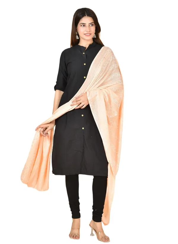 Blush_Peach_Cotton_Feel_Zari_Dupatta_2.25_Meter_Printed_Soft_Breathable_Chunni_Shawl_With_Piku_Lace_Premium_Dupatta_For_Summer_Wear