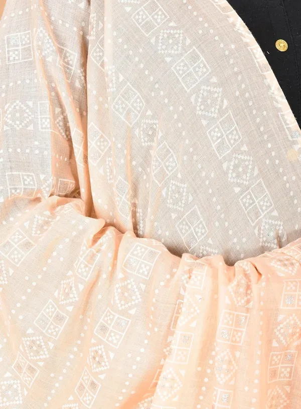 Blush_Peach_Cotton_Feel_Zari_Dupatta_2.25_Meter_Printed_Soft_Breathable_Chunni_Shawl_With_Piku_Lace_Premium_Dupatta_For_Summer_Wear