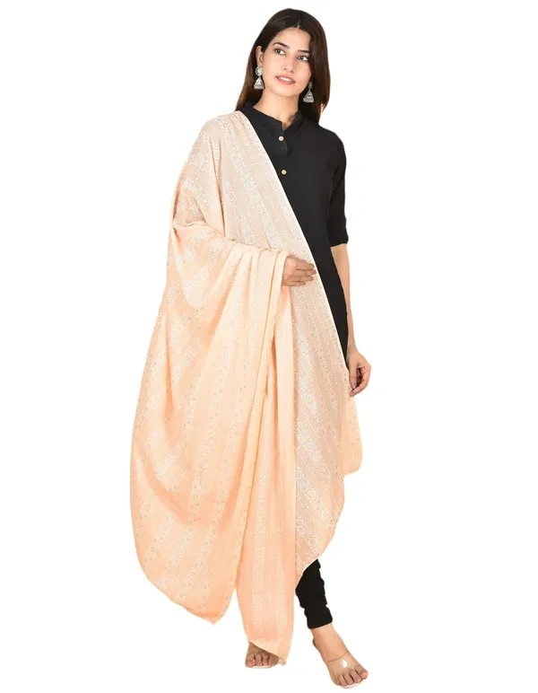 Blush_Peach_Cotton_Feel_Zari_Dupatta_2.25_Meter_Printed_Soft_Breathable_Chunni_Shawl_With_Piku_Lace_Premium_Dupatta_For_Summer_Wear