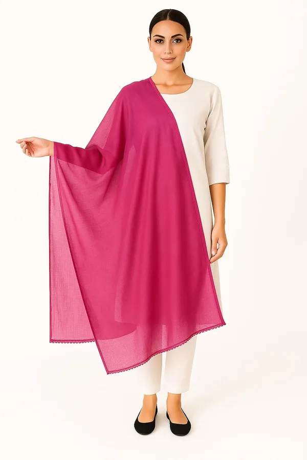 Pack_Of_2_Black_&_Dark_Pink_Pure_Cotton_Dupatta_2.25_Meter_Soft_Chunni_Shawl_Stole_Dupatta_Combo_For_Summer