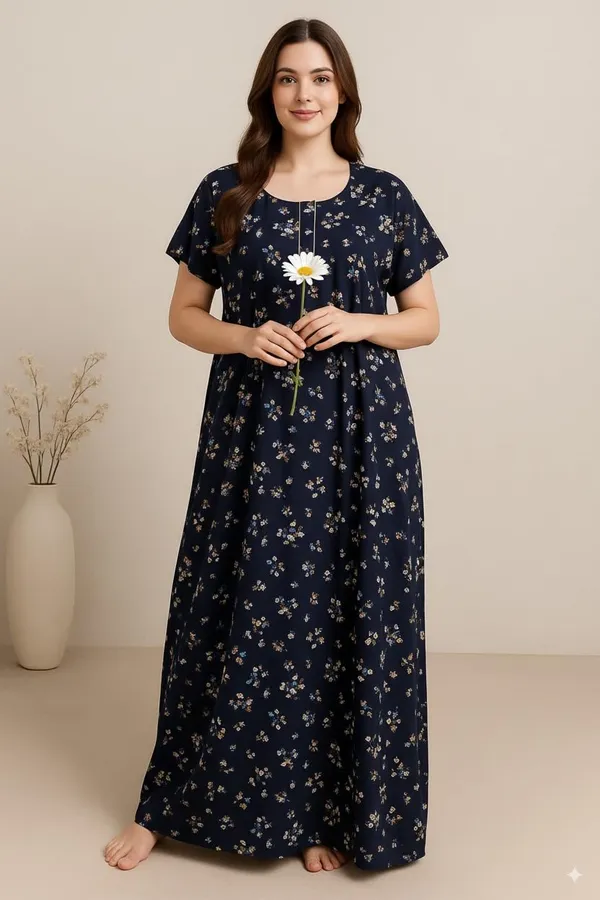 Pack_Of_2_Dark_Blue_&_Pink_Cotton_Nighty_For_Women_Free_Size_Gown_With_Pocket_Stylish_Maxi_Sleepwear_Nighties_Combo