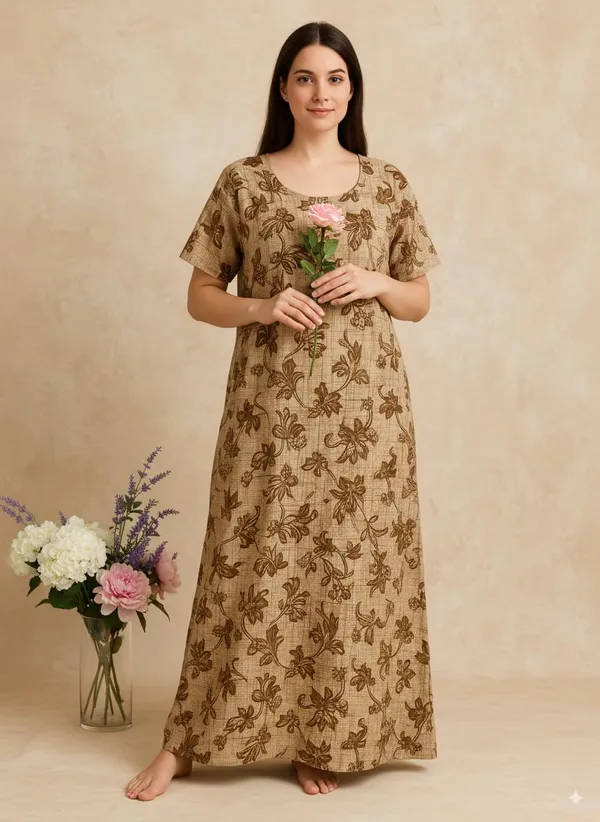 Pack_Of_2_Dark_Pink_&_Brown_Cotton_Nighty_Gown_With_Pocket_Pure_Cotton_Nighties_Stylish_Maxi_Sleepwear_For_Women_Combo