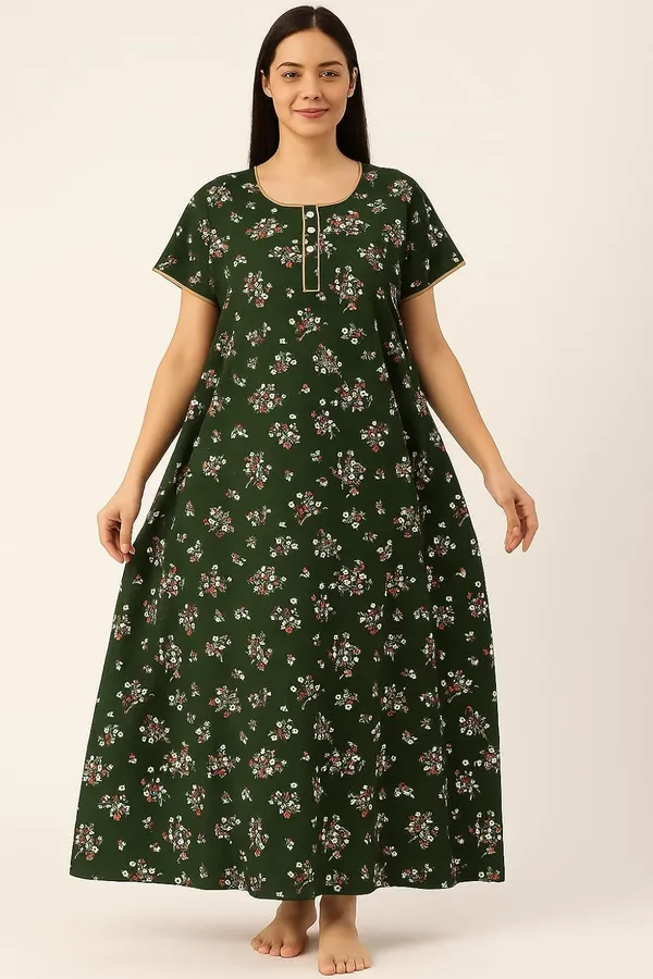 Pack_Of_2_Pink_&_Olive_Green_Cotton_Nighty_For_Women_Free_Size_Kaftan_With_Gown_And_Pocket_Stylish_Kaftan_Maxi_Nighties_Combo