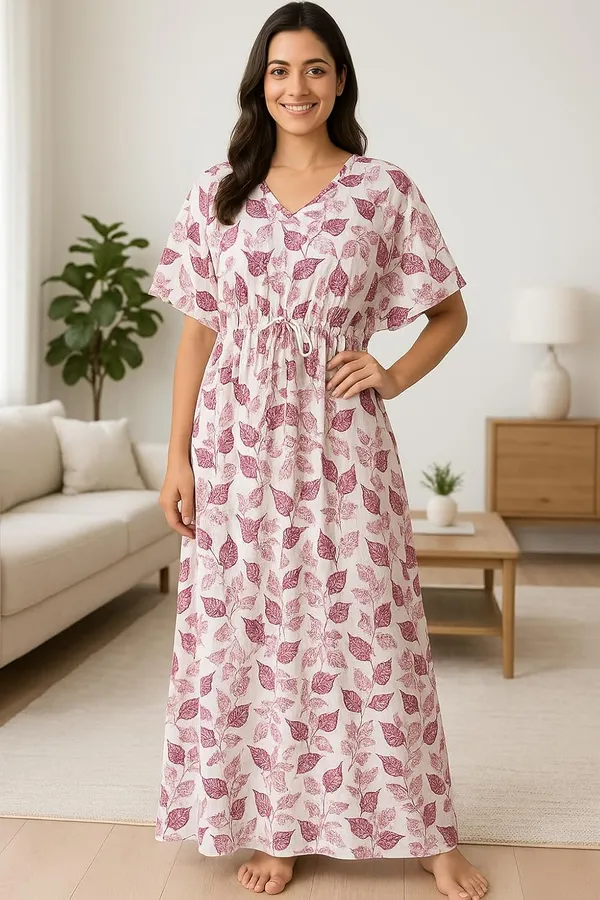 Pack_Of_2_Pink_&_Olive_Green_Cotton_Nighty_For_Women_Free_Size_Kaftan_With_Gown_And_Pocket_Stylish_Kaftan_Maxi_Nighties_Combo