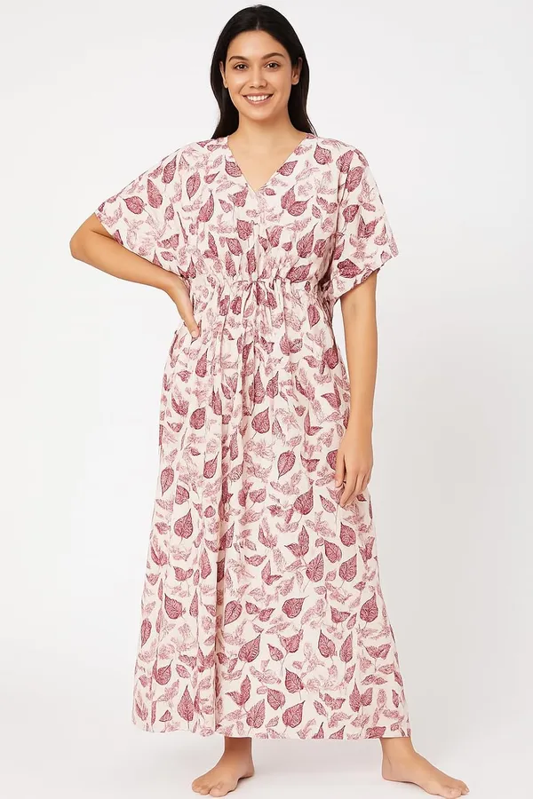 Pack_Of_2_Pink_&_Olive_Green_Cotton_Nighty_For_Women_Free_Size_Kaftan_With_Gown_And_Pocket_Stylish_Kaftan_Maxi_Nighties_Combo
