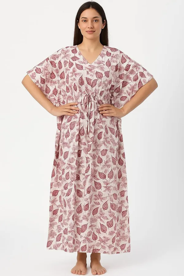 Pack_Of_2_Pink_&_Olive_Green_Cotton_Nighty_For_Women_Free_Size_Kaftan_With_Gown_And_Pocket_Stylish_Kaftan_Maxi_Nighties_Combo