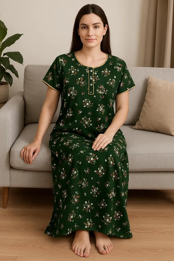 Pack_Of_2_Pink_&_Olive_Green_Cotton_Nighty_For_Women_Free_Size_Kaftan_With_Gown_And_Pocket_Stylish_Kaftan_Maxi_Nighties_Combo