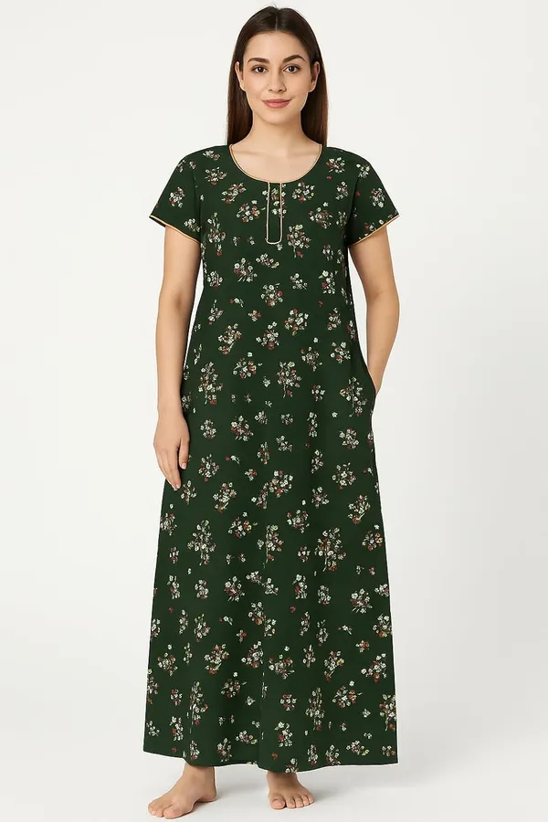 Pack_Of_2_Pink_&_Olive_Green_Cotton_Nighty_For_Women_Free_Size_Kaftan_With_Gown_And_Pocket_Stylish_Kaftan_Maxi_Nighties_Combo