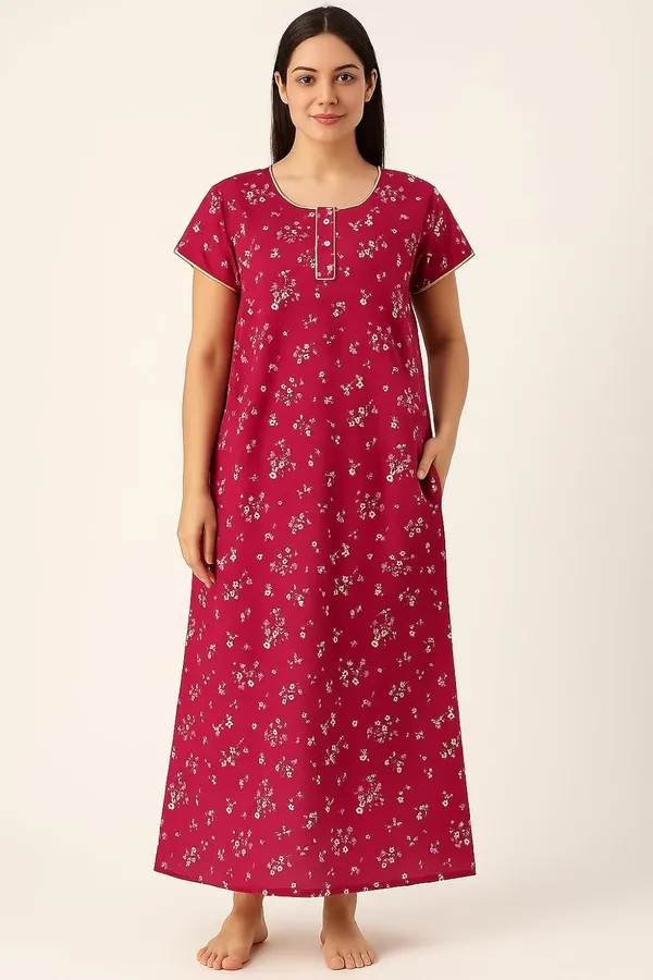 Pack_Of_2_Blue_&_Dark_Pink_Cotton_Nighty_For_Women_Free_Size_Kaftan_With_Gown_And_Pocket_Stylish_Kaftan_Maxi_Nighties_Combo