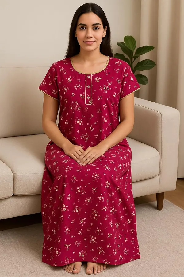 Pack_Of_2_Blue_&_Dark_Pink_Cotton_Nighty_For_Women_Free_Size_Kaftan_With_Gown_And_Pocket_Stylish_Kaftan_Maxi_Nighties_Combo