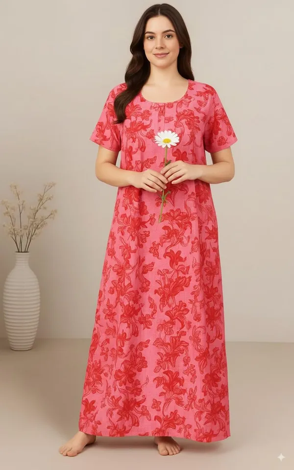 Pack_Of_2_Blue_&_Pink_Cotton_Nighty_For_Women_Free_Size_Kaftan_With_Gown_And_Pocket_Stylish_Kaftan_Maxi_Nighties_Combo