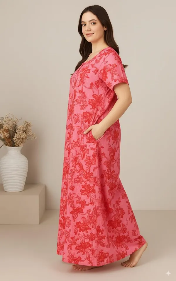 Pack_Of_2_Blue_&_Pink_Cotton_Nighty_For_Women_Free_Size_Kaftan_With_Gown_And_Pocket_Stylish_Kaftan_Maxi_Nighties_Combo