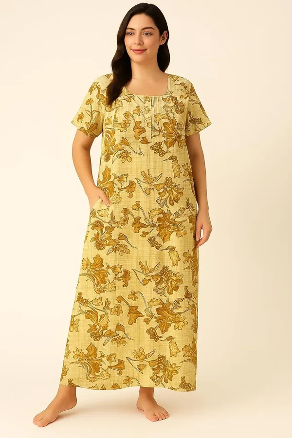 Pack_Of_2_Blue_&_Yellow_Cotton_Nighty_For_Women_Free_Size_Kaftan_With_Gown_And_Pocket_Stylish_Kaftan_Maxi_Nighties_Combo