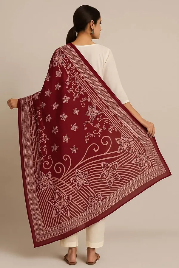 Maroon_Pure_Cotton_Printed_Dupatta_2.25M_Fancy_Cotton_Premium_Heavy_Dupatta_Style_Versatile_Shawl_For_Women