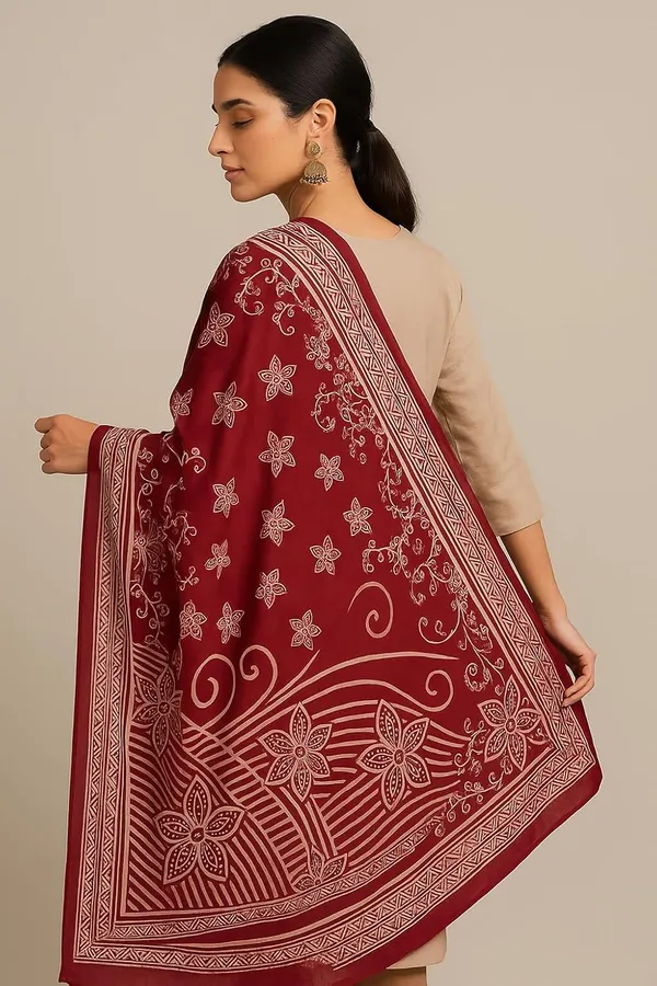 Maroon_Pure_Cotton_Printed_Dupatta_2.25M_Fancy_Cotton_Premium_Heavy_Dupatta_Style_Versatile_Shawl_For_Women