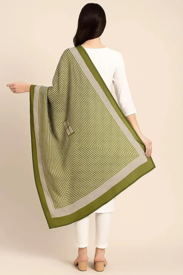 Green_Striped_Cotton_Feel_Dupatta_2.0_Meter_Printed_Soft_Chunni_Shawl_With_Double_Layer_Arco_Border_Premium_Summer_Dupatta_For_Women