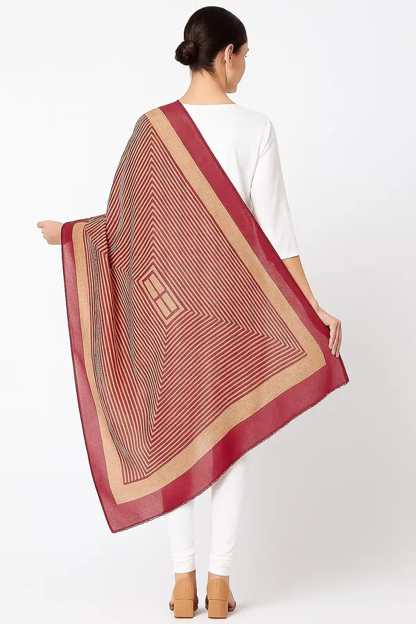 Pink_Striped_Cotton_Feel_Dupatta_2.0_Meter_Printed_Soft_Chunni_Shawl_With_Double_Layer_Arco_Border_Premium_Summer_Dupatta_For_Women