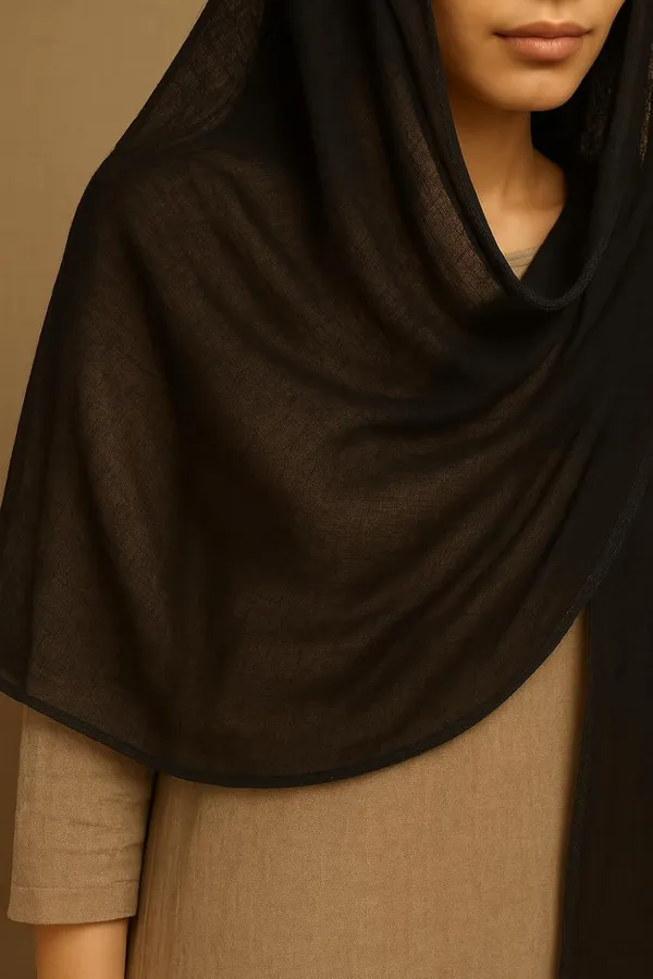 Black_Pure_Cotton_Dupatta_2.25_Meter_Lightweight_Soft_Breathable_Chunni_Shawl_Summer_Accessory_For_Women