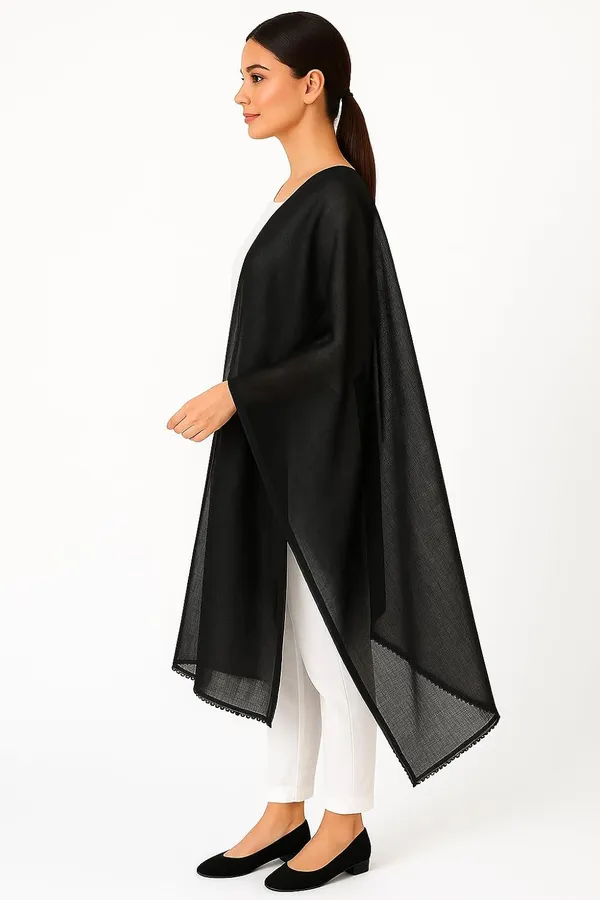 Black_Pure_Cotton_Dupatta_2.25_Meter_Lightweight_Soft_Breathable_Chunni_Shawl_Summer_Accessory_For_Women