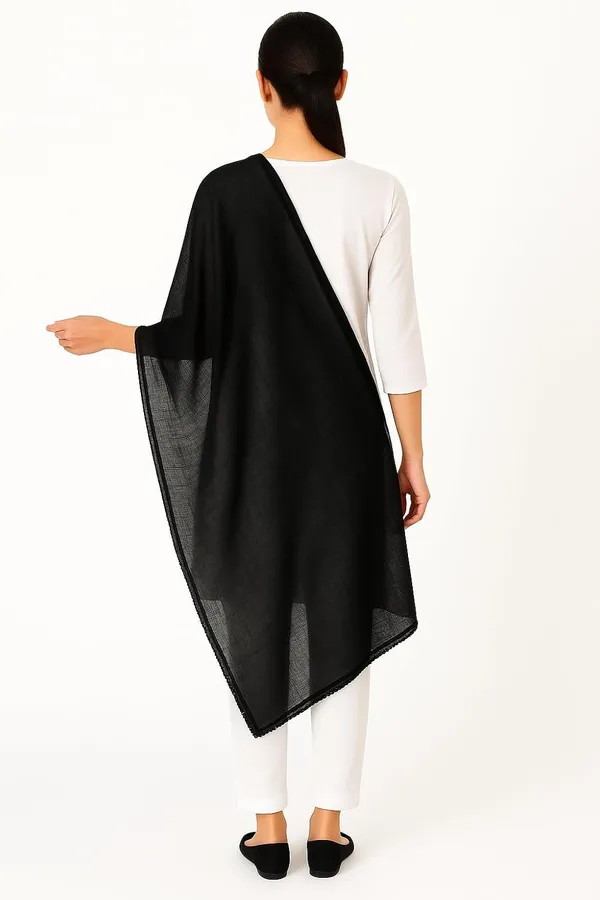 Black_Pure_Cotton_Dupatta_2.25_Meter_Lightweight_Soft_Breathable_Chunni_Shawl_Summer_Accessory_For_Women