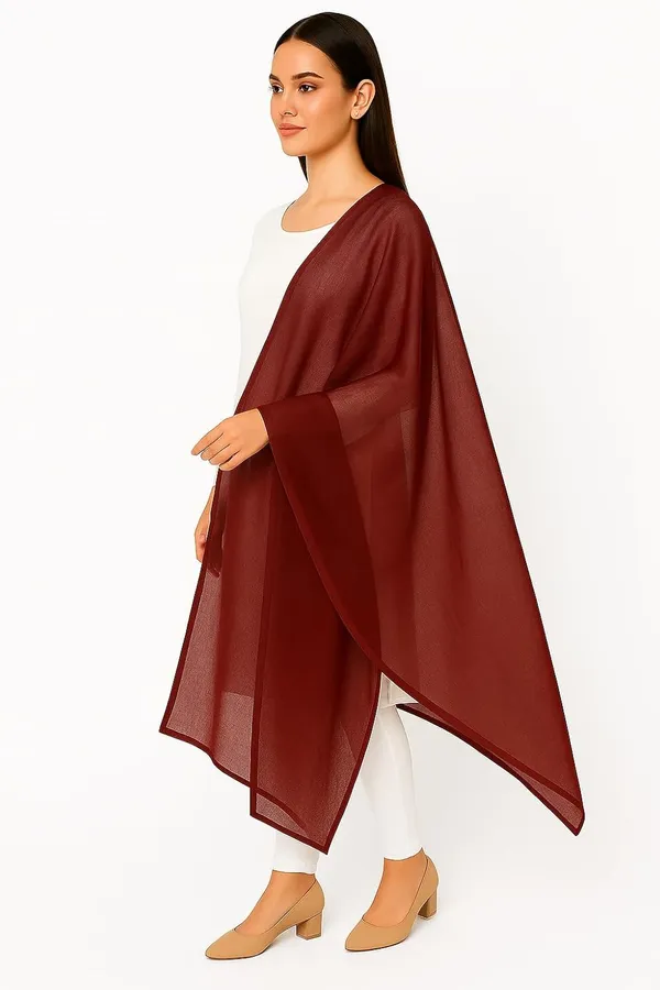 Maroon_Pure_Cotton_Dupatta_2.25_Meter_Lightweight_Soft_Breathable_Chunni_Shawl_Summer_Accessory_For_Women