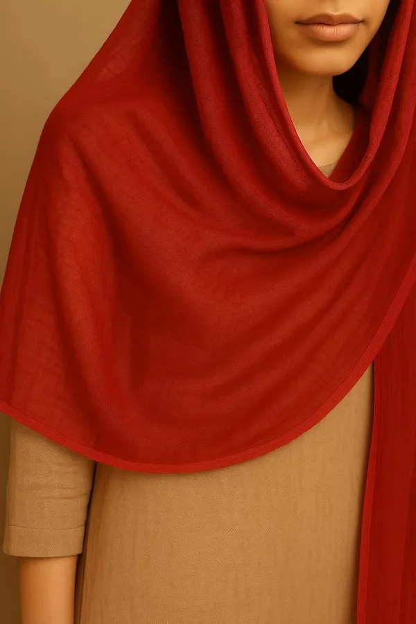Red_Pure_Cotton_Dupatta_2.25_Meter_Lightweight_Soft_Breathable_Chunni_Shawl_Summer_Accessory_For_Women
