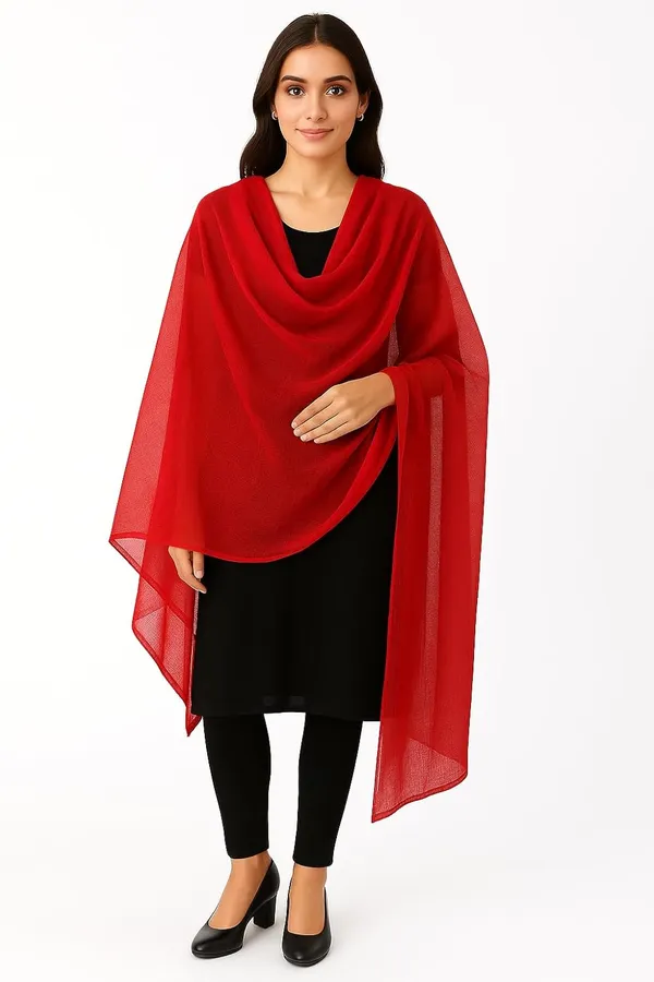 Red_Pure_Cotton_Dupatta_2.25_Meter_Lightweight_Soft_Breathable_Chunni_Shawl_Summer_Accessory_For_Women