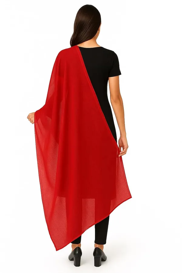 Red_Pure_Cotton_Dupatta_2.25_Meter_Lightweight_Soft_Breathable_Chunni_Shawl_Summer_Accessory_For_Women