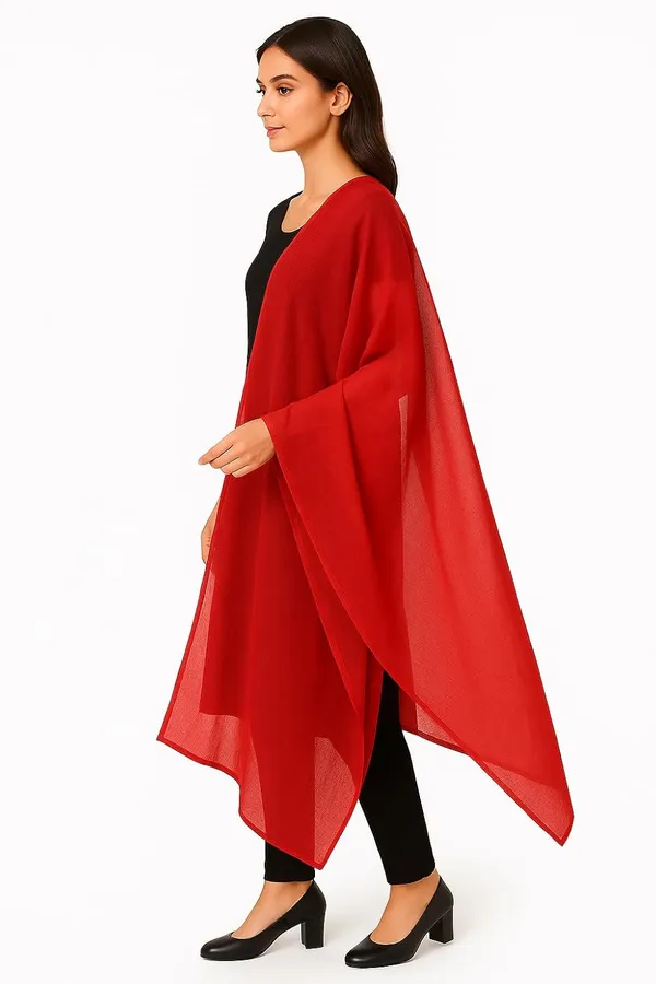 Red_Pure_Cotton_Dupatta_2.25_Meter_Lightweight_Soft_Breathable_Chunni_Shawl_Summer_Accessory_For_Women