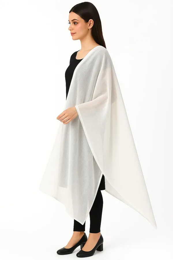 White_Pure_Cotton_Dupatta_2.25_Meter_Lightweight_Soft_Breathable_Chunni_Shawl_Summer_Accessory_For_Women