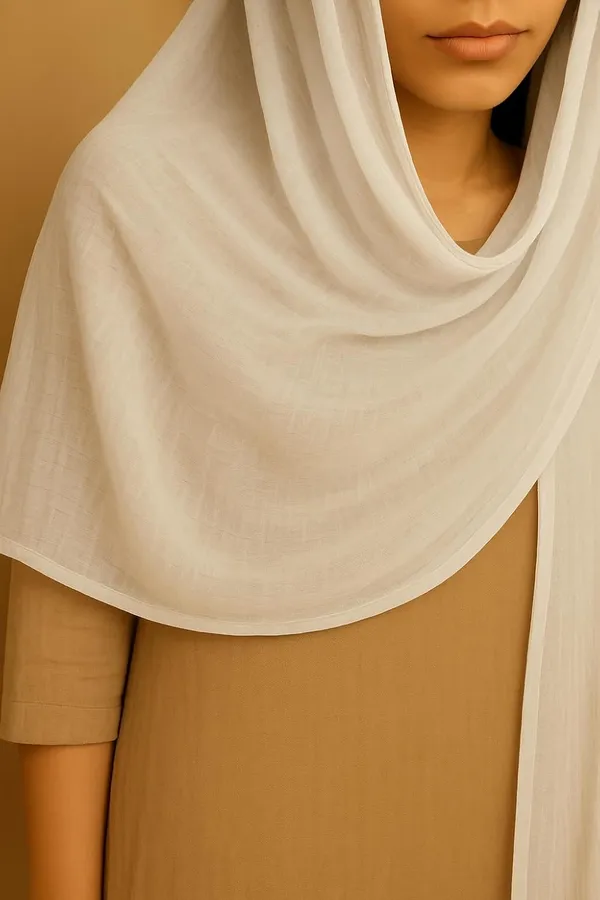 White_Pure_Cotton_Dupatta_2.25_Meter_Lightweight_Soft_Breathable_Chunni_Shawl_Summer_Accessory_For_Women