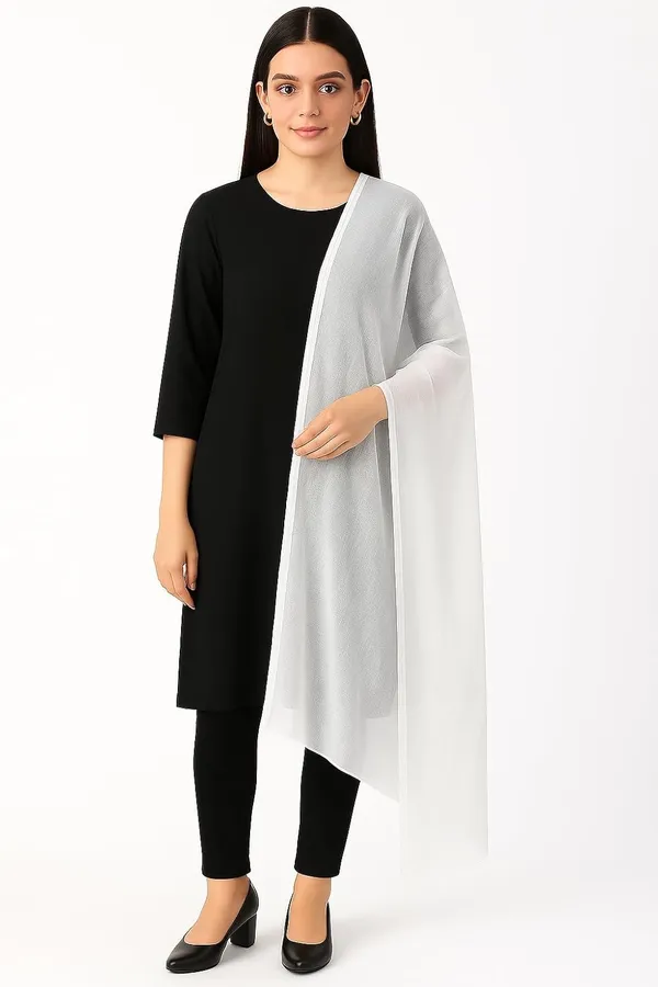 White_Pure_Cotton_Dupatta_2.25_Meter_Lightweight_Soft_Breathable_Chunni_Shawl_Summer_Accessory_For_Women