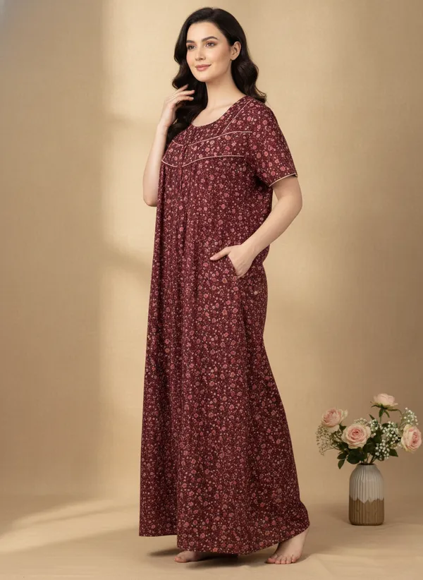 Maroon_Cotton_Nighty_for_Women_Stylish_Full_Length_with_Lace,_Floral_Print_Pure_Cotton_Maxi_Dress_for_Women_with_Pocket_(L)